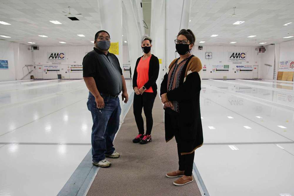 Photo by Katlyn Streilein
(From left) Ken Onagi, club president; Darcie Buxton, chair of marketing and revenue; and Jody Smart, club manager, welcomed back curlers to the Assiniboine Memorial Curling Club following the cancellation of last season due to the COVID-19 pandemic.