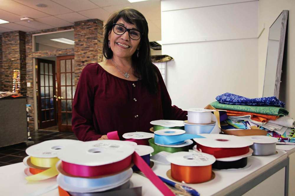 Photo by Katlyn Streilein
Dawn Flett is a new full-time seamstress specializing in ribbon shirts at Turtle Woman Indigenous Wear, located at 1116 Portage Ave.