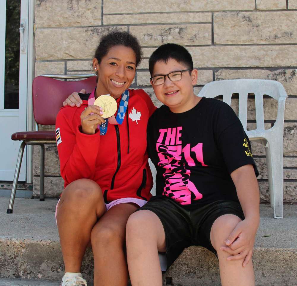 Photo by Sydney Hildbrandt
Olympic gold medalist Desiree Scott returned to her childhood neighbourhood West Kildonan to celebrate after helping to win Canada’s first ever soccer gold.