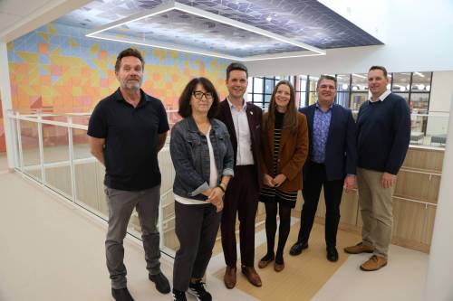 Supplied photo
                                Lagimodière MLA Tyler Blashko, Education Minister and Rossmere MLA Tracy Schmidt and Louis Riel School Division leadership touring the new École Sage Creek Bonavista.