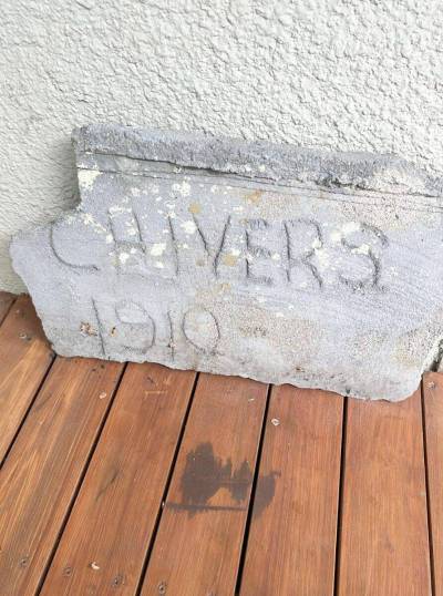 Supplied photo
                                This piece of an old cornerstone was uncovered by the current owners of the former home of prominent Winnipeg architect Cyril Chivers.
