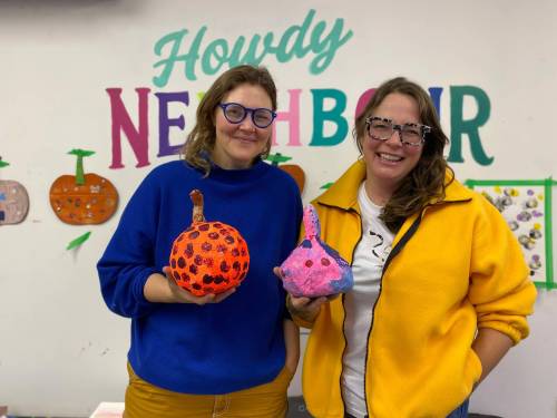 Photo by Sheldon Birnie
                                Jill McGillivray (left) and Helga Jakobson are the artists behind Next Door Neighbour Studio (232 Henderson Hwy.). The pair opened up shop in March and have been offering art-based classes, workshops, day camps and more.