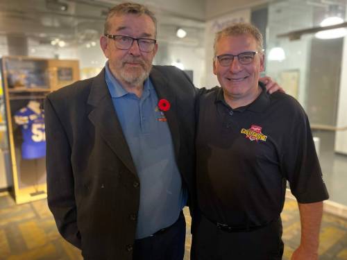 Photo by Sheldon Birnie
                                Al Kinley (left) and Ed Kulyk of the Elmwood Giants are among the 2026 inductees to the Manitoba Baseball Hall of Fame.