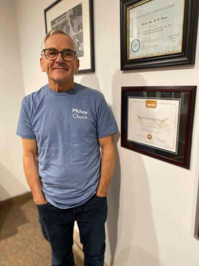 Photo by Sheldon Birnie
                                Rodney Badgley is the moderator and food bank co-ordinator for McIvor Church (200 McIvor Ave.). Every Thursday, the food bank serves over 70 individuals and families. The program was recently named Agency of the Year by Harvest Manitoba.