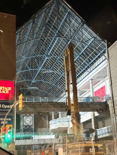 Photo by Shirley Kowalchuk
                                Renovations at Portage Place reminded correspondent Shirley Kowalchuk of when she worked in the information booth at the downtown shopping centre.