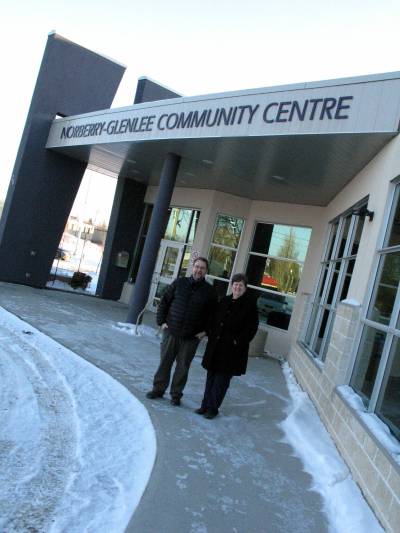 File photo by Simon Fuller
                                Norberry-Glenlee Community Centre will be holding its Breakfast with Santa event on Dec. 7. The centre is among the east Winnipeg-based facilities holding festive events in the next few weeks. Pictured in this file photo, from left, are NGCC’s executive assistant Carmelle Remillard and president Sean Fedorowich.