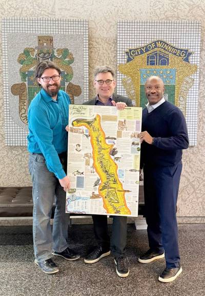 Supplied photo
                                City councillors Matt Allard (St. Boniface), Brian Mayes (St. Vital) and Markus Chambers (Seine River) all support the work of Save Our Seine, and were pleased to see the organization&rsquo;s grant increased this year.