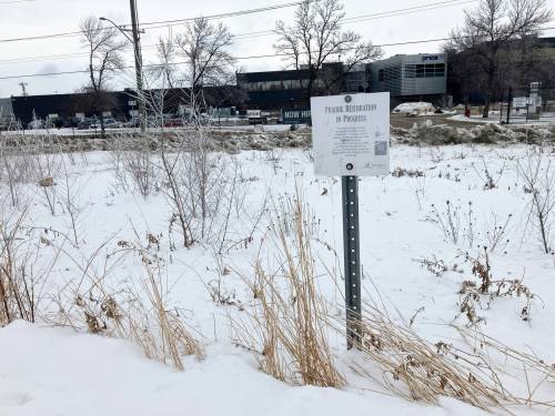 Photo by Susan Huebert
                                An ongoing prairie restoration project can be found along the Northeast Pioneers Greenway.