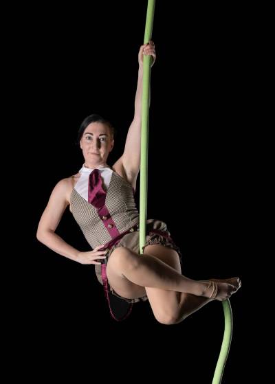 Supplied photo by Steve at Date With F8 Photography
                                Prairie Sky Circus member Hillary Flesher is pictured in action. The local circus troupe presents Unsolved: A Cirque Mystery on March 27 and 28 at Centre culturel franco-manitobain