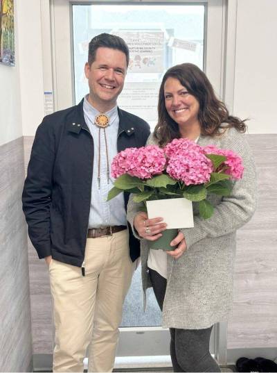 Supplied photo
                                MLA Tyler Blashko recently shared tokens of appreciation with the early childhood educators in Lagimodière.