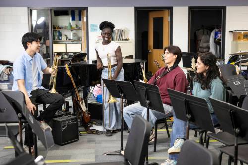 Photo by Colin Corneau/LRSD
                                Music students pictured at Collège Jeanne-Sauvé in spring 2025.