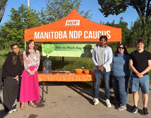 Supplied photo
                                Southdale MLA Renée Cable at the Southdale Bike Week Winnipeg pit stop on Bike to Work Day, June 9