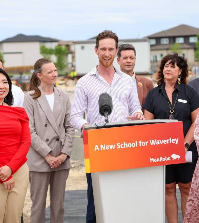 Supplied photo
                                Waverley MLA David Pankratz at the new Prairie Pointe school groundbreaking earlier this spring.