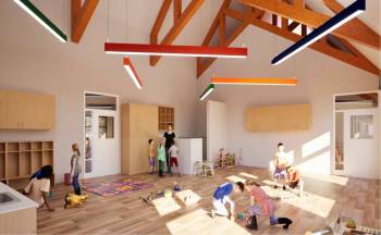 Supplied photo
                                Architectural renderings of the future 112-space childcare spot at South Osborne Commons, which is expected to open in 2027.