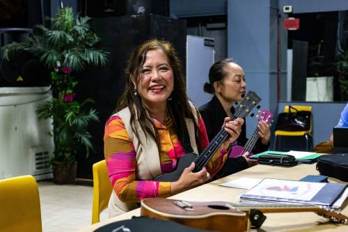 Photo by Maryrose Villena
                                Jeanette Perez is teacher for the Filipino Ukulele Club. The classes are held twice a month at the Filipino Seniors Group of Winnipeg Hall.