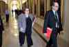 Mike Deal / Winnipeg Free Press
Manitoba Finance Minister Jennifer Howard enters the budget lockup room to give a news conference before presenting the budget in the Legislative Chamber.
