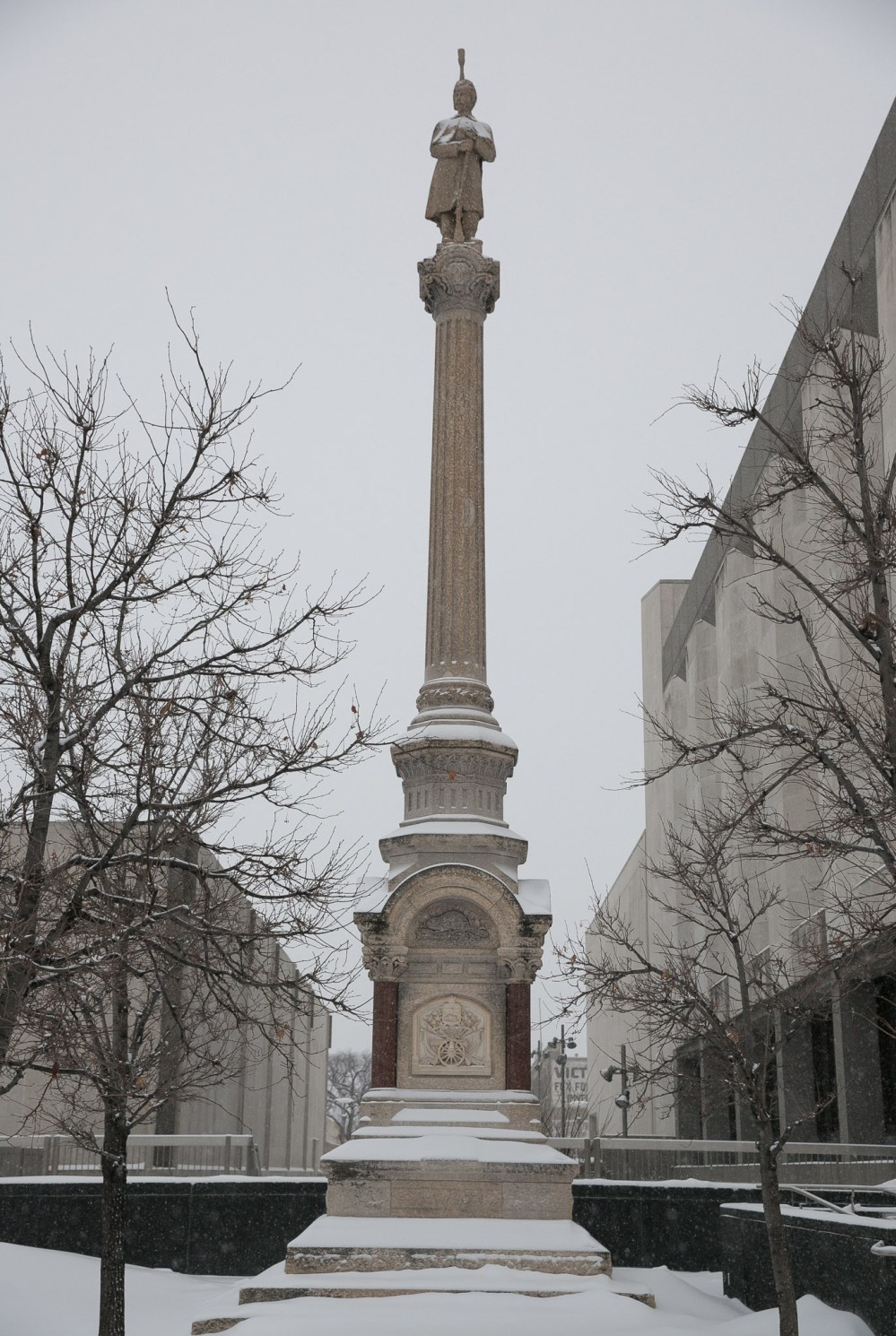 The large monument between the Concert Hall and Manitoba Museum on Main Street in Winnipeg.