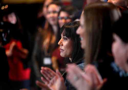 PHIL HOSSACK / WINNIPEG FREE PRESS
Model Leah Gazan stands with other models in the Perception series launch Thursday.
