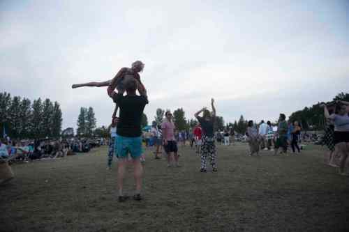 DAVID LIPNOWSKI / WINNIPEG FREE PRESS  Noah and daughter Esther Skogerboe  enjoy Folk Fest at Birds Hill Park Sunday July 10, 2016.
