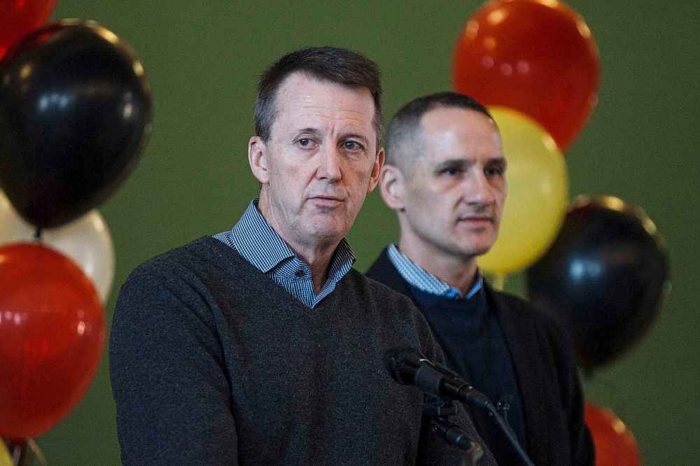 MIKE DEAL / WINNIPEG FREE PRESS FILES
Mark Chipman, with Kevin Chief last year. 'Kevin has been instrumental in helping introduce us to the Indigenous community,' Chipman said.