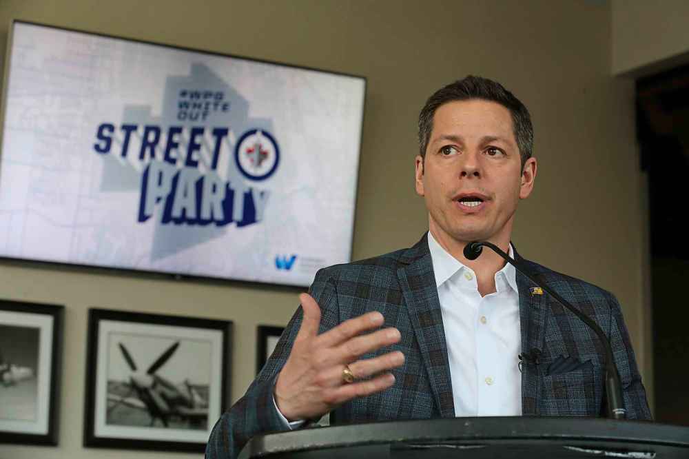 TREVOR HAGAN / WINNIPEG FREE PRESS
Mayor Brian Bowman, speaking to media at the Winnipeg Whiteout Street Party announcement at the beginning of April.