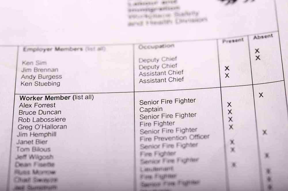 MIKE DEAL / WINNIPEG FREE PRESS
Alex Forrest, Winnipeg firefighters union president, is listed on each of the forms.
