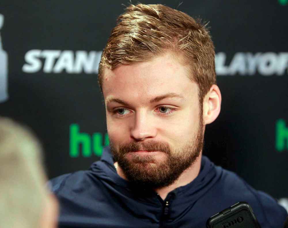 BORIS MINKEVICH / WINNIPEG FREE PRESS
Winnipeg Jets player and coach availability at Bell MTS Place. #44 Josh Morrissey talks to the media. MIKE MCINTYRE STORY. May 4, 2018