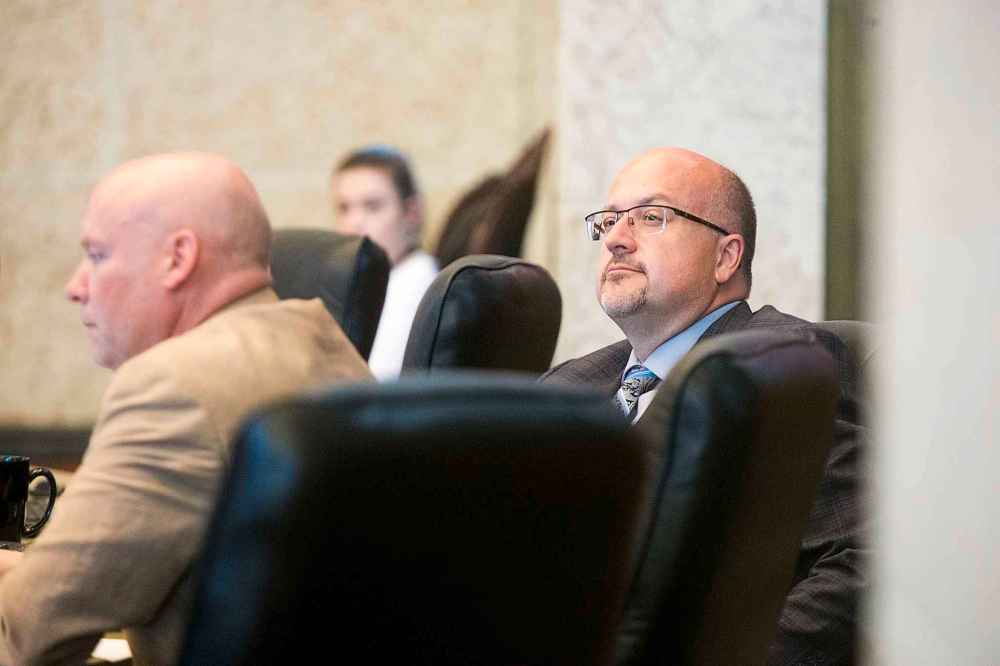 MIKAELA MACKENZIE / WINNIPEG FREE PRESS
Coun. Russ Wyatt back in the council chamber at City Hall in Winnipeg on Thursday, May 24, 2018.