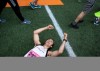 ANDREW RYAN / WINNIPEG FREE PRESS
Andy Hein falls to the ground and celebrates his victory in running the 10 km race in 00:34:35.6 on Sunday.