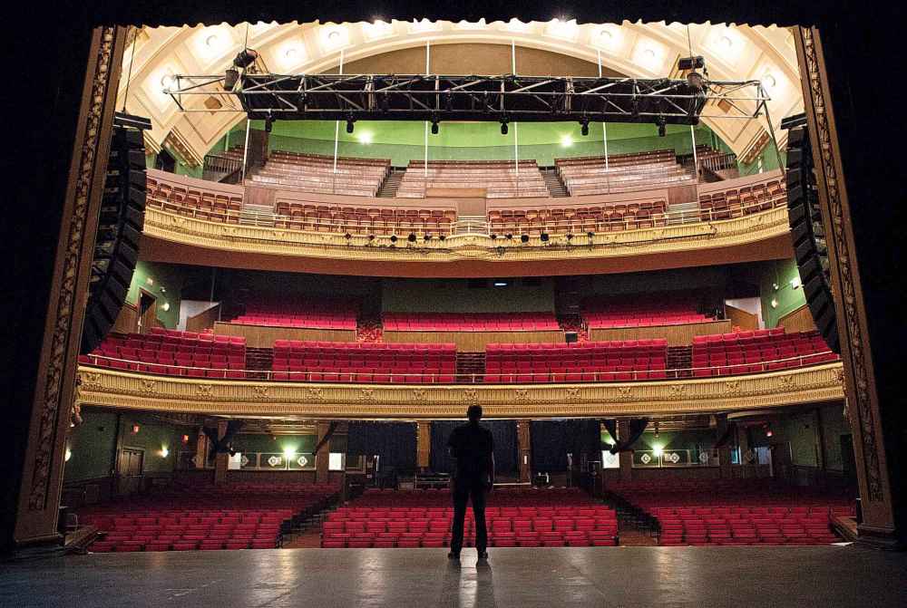 The Winnipeg Free Press
Kevin Donnelly, senior vice president of True North Sports and Entertainment, stands at the edge of the stage at the Burton Cummings Theatre. (Andrew Ryan / Winnipeg Free Press)