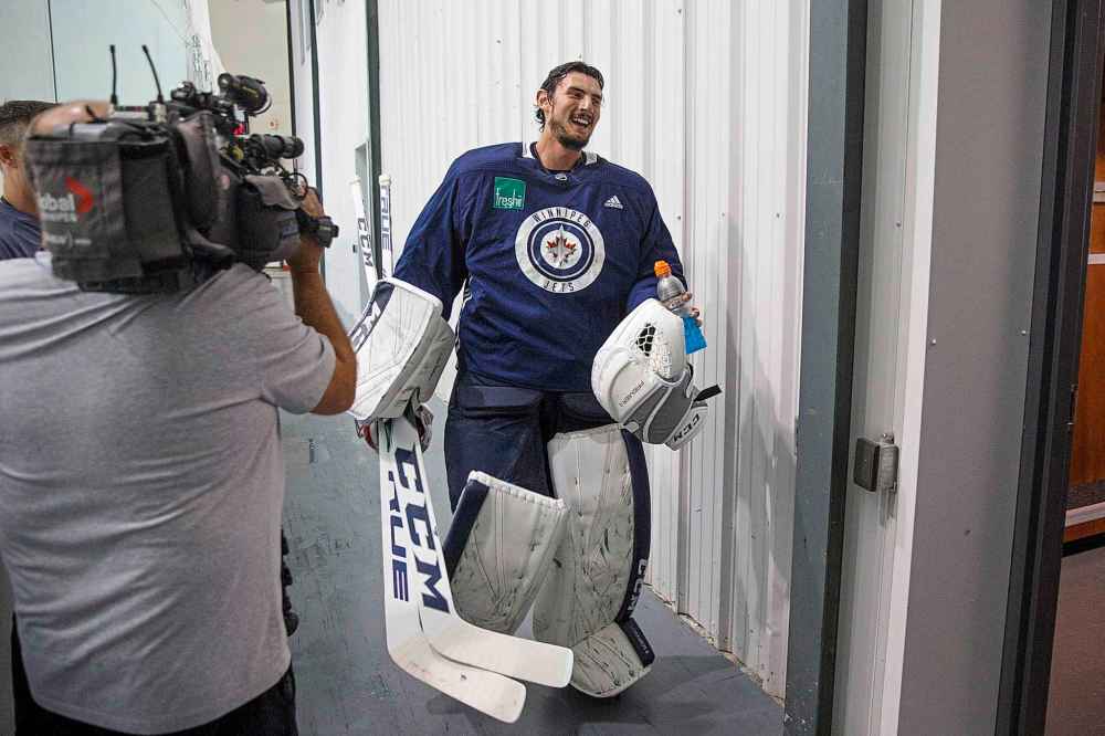 MIKE DEAL / WINNIPEG FREE PRESS
Winnipeg Jets' goaltender Connor Hellebuyck (37) just signed with the Winnipeg Jets for a new six-year $37 million contract.
