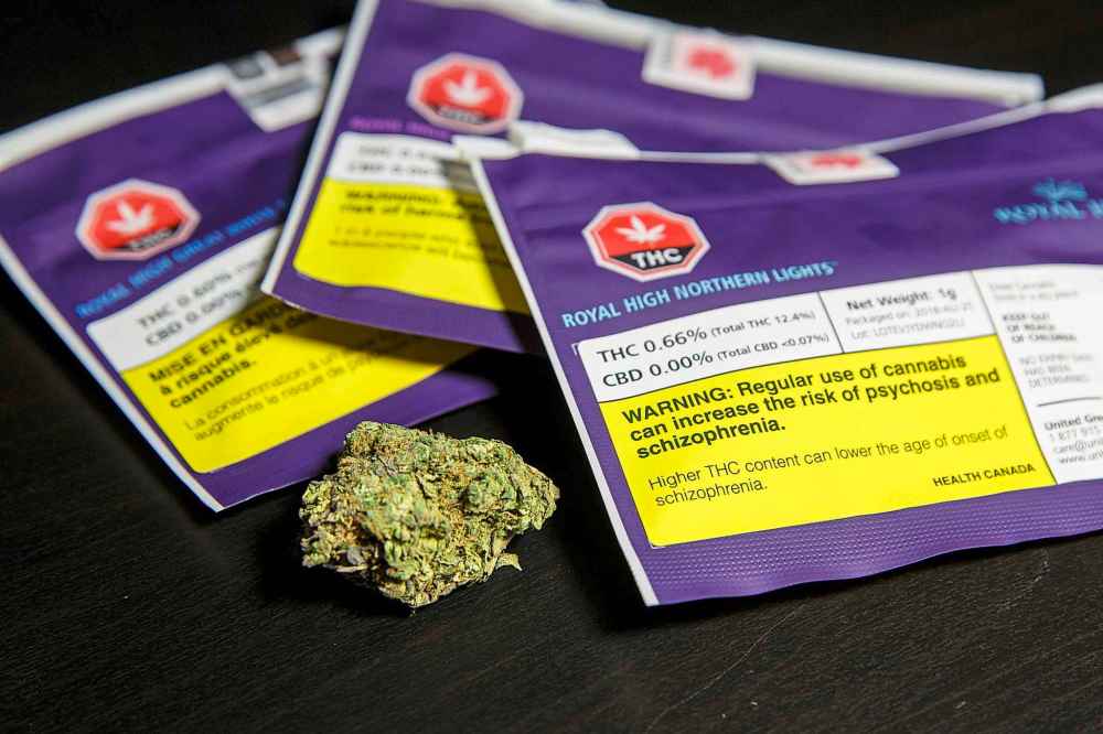 The dissonance between the slickly branded boutique spaces in which cannabis is retailed and the plain, government-mandated packaging in which it is sold is hilariously striking. (Mike Deal / Winnipeg Free Press files)