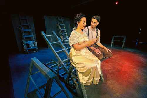 PHIL HOSSACK / WINNIPEG FREE PRESS
Sarah Flynn and Justin Fry perform a sample of 'Mary's Wedding' at Rachel Browne Theatre Tuesday.