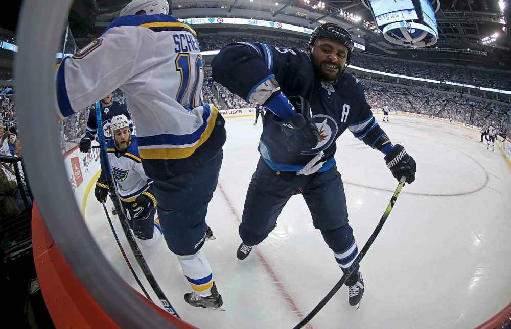 TREVOR HAGAN / WINNIPEG FREE PRESS FILES 
There are few players in the NHL that possess the size, strength and sense of humour of Dustin Byfuglien.