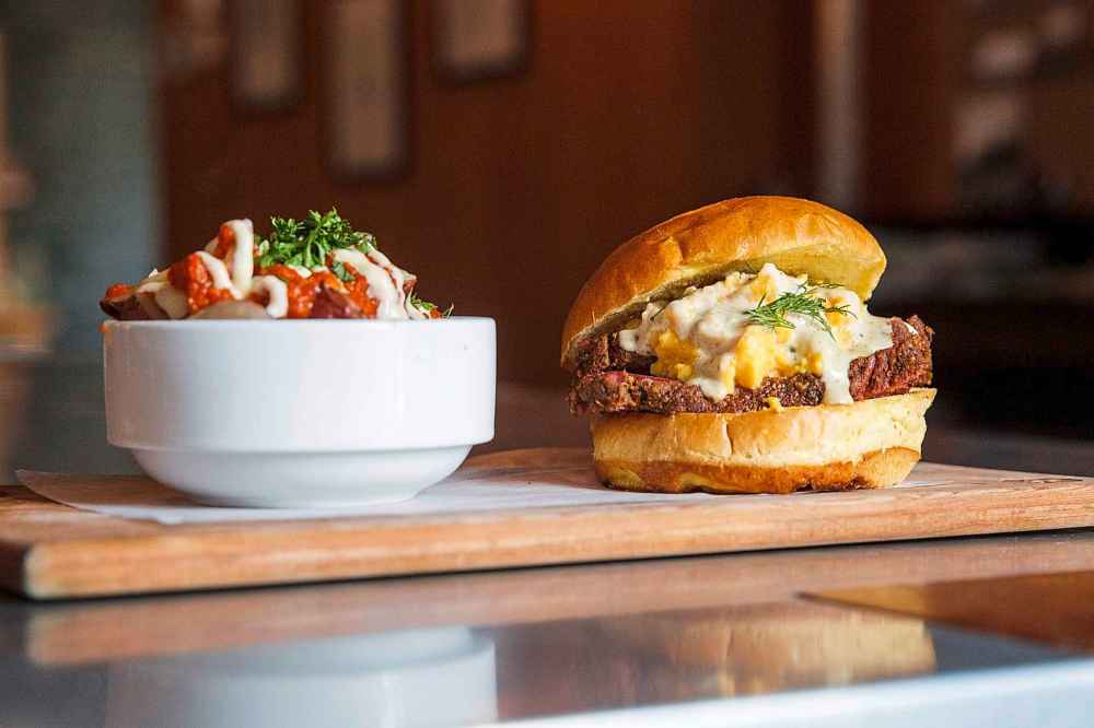 MIKE DEAL / WINNIPEG FREE PRESS
Breakfast at King + Bannatyne -- new breakfast menu
100 King St.
The popular Breakfast Brisket sandwich along with a side of Garlic Roasted Breakfast Potatoes.
190419 - Friday, April 19, 2019.