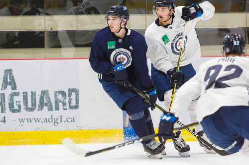 MIKE DEAL / WINNIPEG FREE PRESSVille Heinola (36) during Winnipeg Jets rookie camp at Bell MTS Iceplex Thursday morning.190905 - Thursday, September 05, 2019.