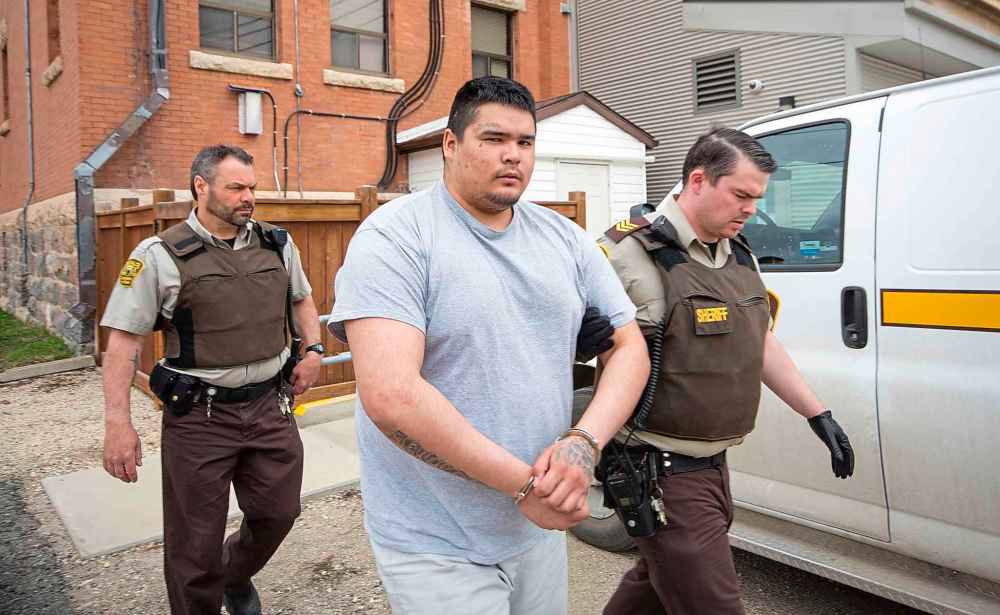 Therae Racette-Beaulieu leaves the Minnedosa courthouse Tuesday afternoon after being sentenced to 18 years in prison for shooting an RCMP officer last August near Onanole. (Erin DeBooy / The Brandon Sun)