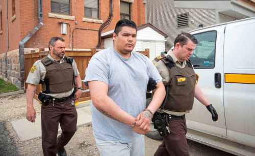Therae Racette-Beaulieu leaves the Minnedosa courthouse Tuesday afternoon after being sentenced to 18 years in prison for shooting an RCMP officer last August near Onanole. (Erin DeBooy / The Brandon Sun)