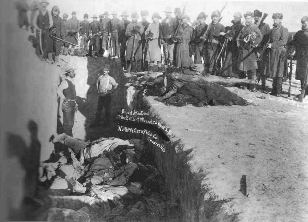 Library of Congress Prints and Photographs Division
U.S. soldiers put Indians in a common grave after the massacre at Wounded Knee in 1890.