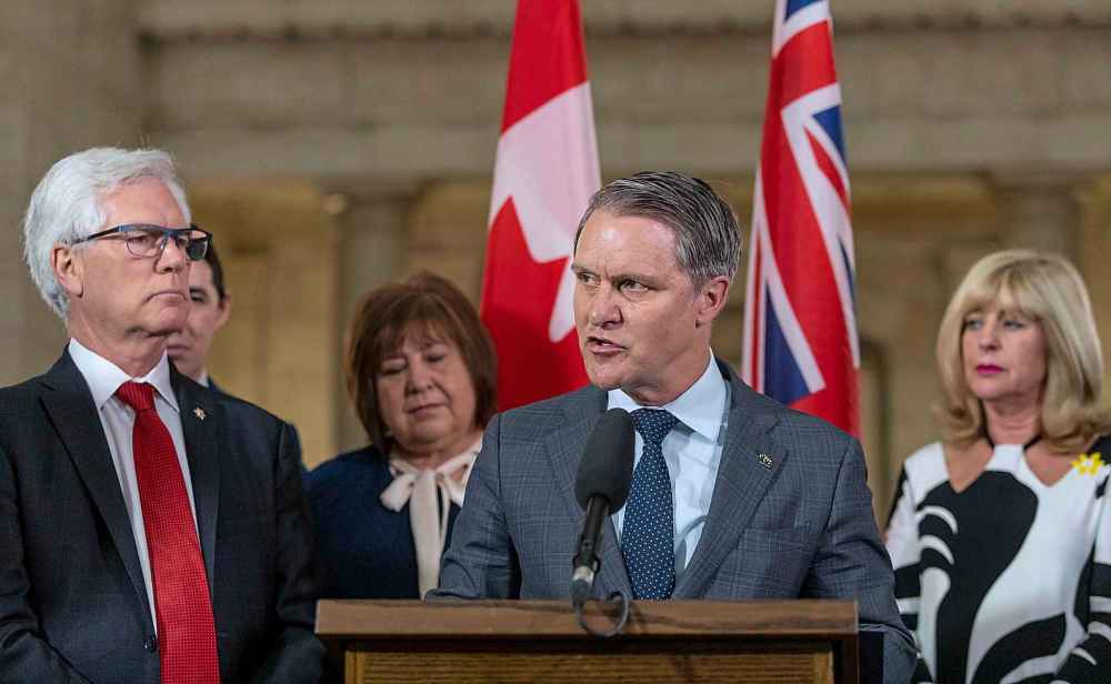 SASHA SEFTER / WINNIPEG FREE PRESS
Cameron Friesen, Minister of Health, Seniors and Active Living for the Province of Manitoba, speaks at the agreement announcement on Tuesday.
