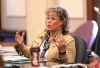 RUTH BONNEVILLE / WINNIPEG FREE PRESS
Manitoba's Advocate for Children and Youth, Daphne Penrose, answers questions about her annual report from members of the legislative assembly at the Legislative Building, Wednesday.
