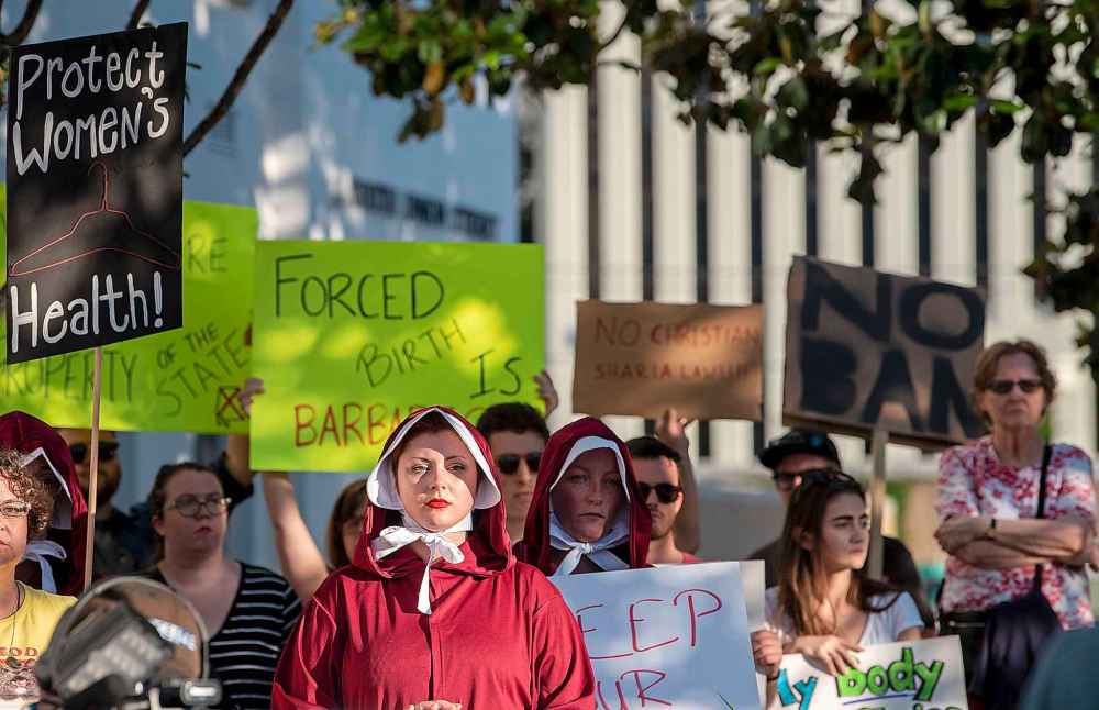 Protesters rally against the abortion bill outside of the Alabama Statehouse in Montgomery, Ala. (Mickey Welsh / The Montgomery Advertiser)
