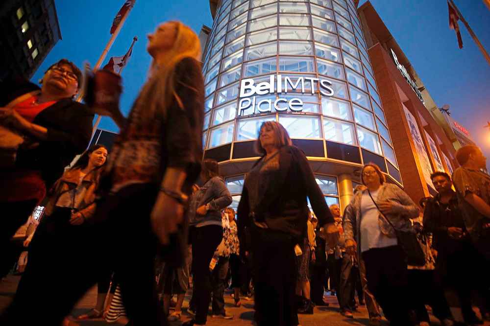 Bell MTS Place brings thousands of people downtown many nights per year and has been the catalyst for an expanded convention centre, True North Square and Centrepoint developments. (John Woods / Free Press files)
