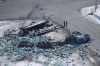The wreckage of a fatal crash outside of Tisdale, Sask., is seen on Saturday, April, 7, 2018. A Saskatchewan judge who sentenced a truck driver to prison for the deadly Humboldt Broncos crash is calling for an end to 