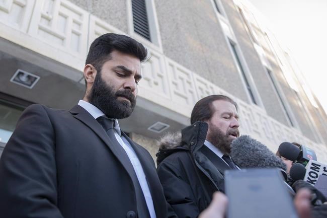 Jaskirat Singh Sidhu leaves provincial court with his lawyer Mark Brayford, right, in Melfort, Sask., on January, 8, 2019. The hardest thing Chris Joseph has ever had to do was get through the first 48 hours after his son died in the Humboldt Broncos bus crash. The second hardest, he says, happens this week when he and his wife attend what is expected to be an emotional sentencing hearing for the truck driver who caused the Saskatchewan crash last year, killing 15 others and injuring 13 on the junior hockey team's bus.