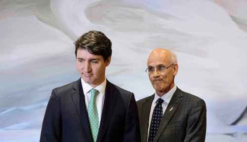 Prime Minister Justin Trudeau and Clerk of the Privy Council Michael Wernick attend a swearing in ceremony at Rideau Hall in Ottawa on Friday, March 1, 2019. (Sean Kilpatrick / The Canadian Press files)