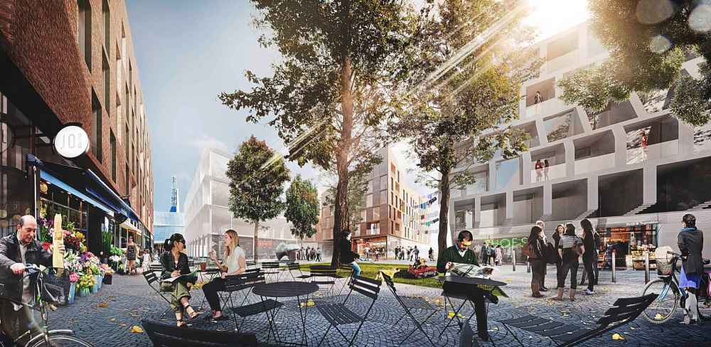 Public consultations have found a preference for residential development with minimal commercial and office space as part of any new development at The Forks. (Supplied rendering / Winnipeg Free Press files)