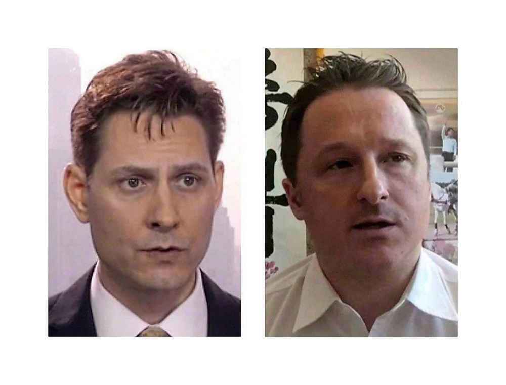 The Canadian Press 
Michael Kovrig (left) and Michael Spavor, the two Canadians detained in China, are shown in these 2018 images taken from video.