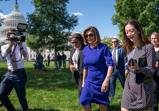 Speaker of the House Nancy Pelosi, D-Calif., joins a rally of organized labor to show support for union workers, at the Capitol in Washington, Tuesday, Sept. 24, 2019. (AP Photo/J. Scott Applewhite)