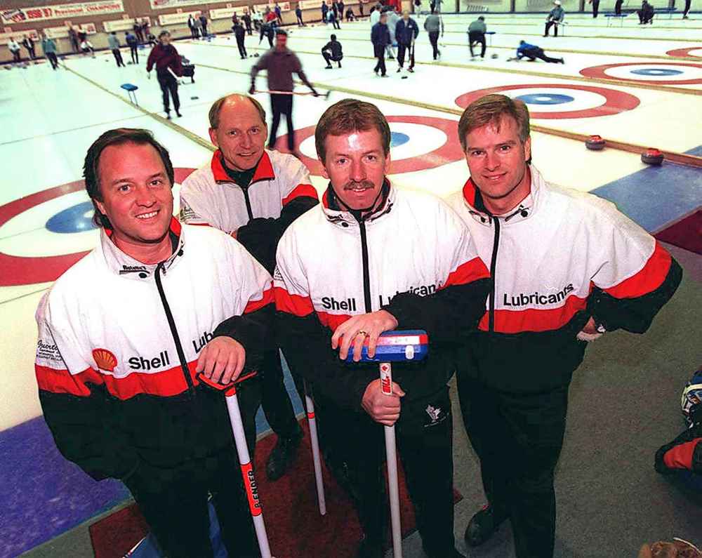 Jody Moroz / Winnipeg Free Press Files
Dan Carey, left, with Manitoba team mates Chris Neufeld, Vic Peters, and Scott Grant.